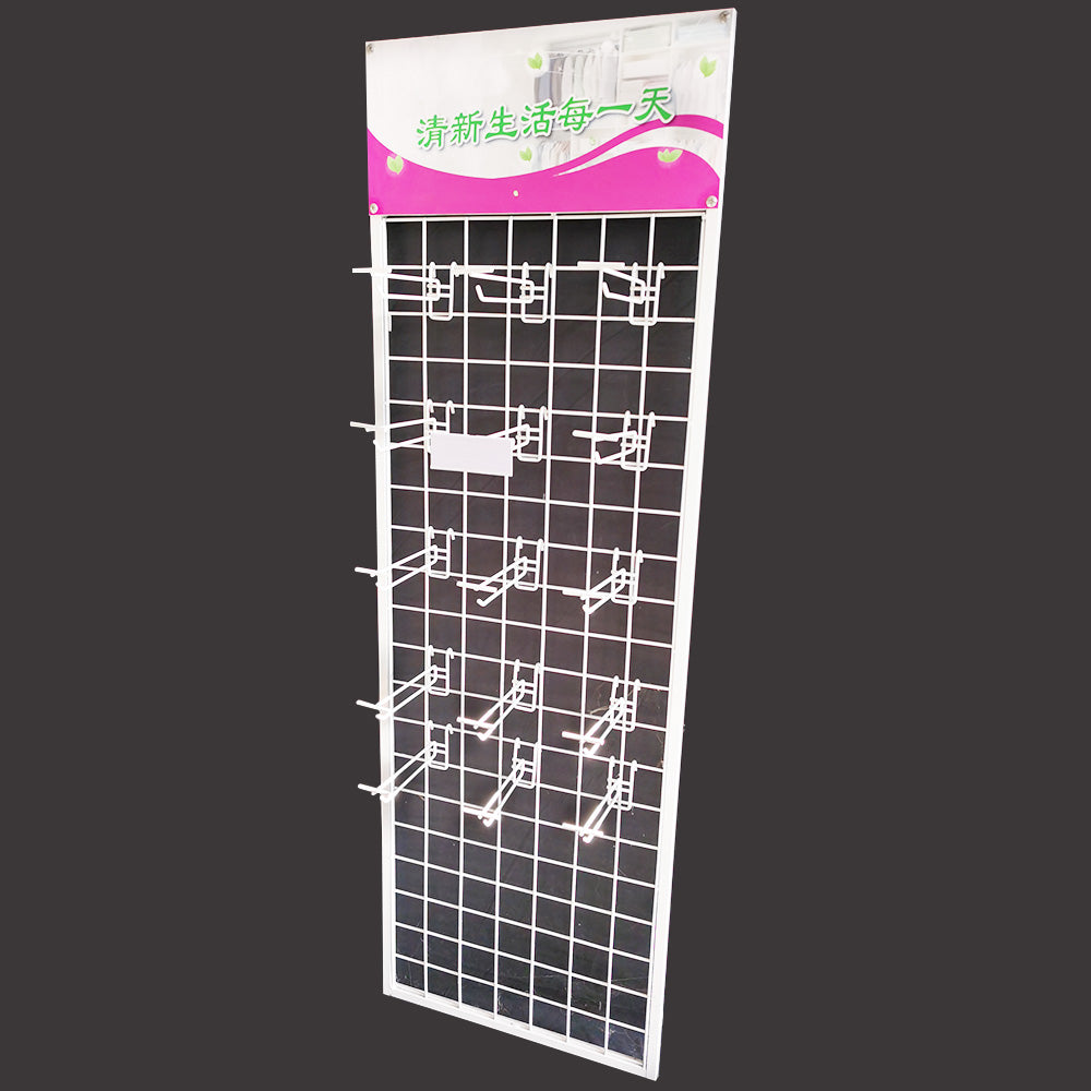 Metal wire mesh hanging dipslay rack with hooks for hanging accessories products in stores