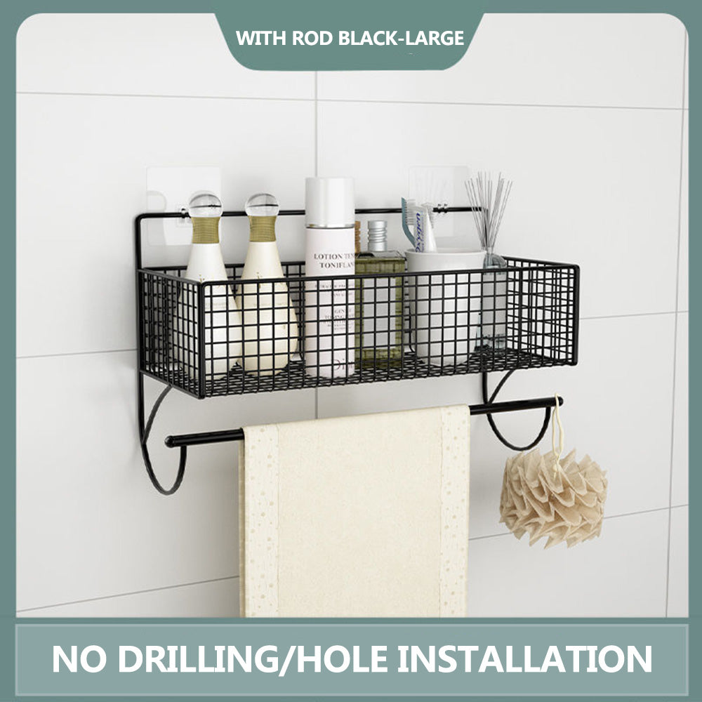 Punch-free bathroom wall rack toilet wall metal basket toilet gargle shelf wall hanging rack